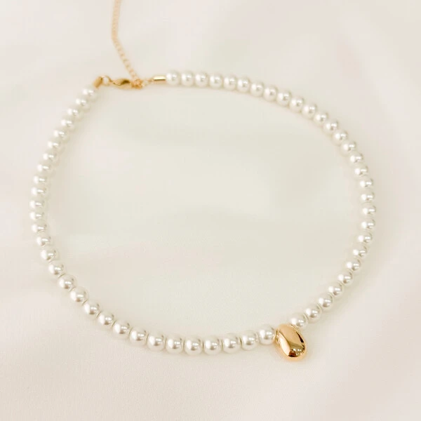 Choker Barbados Pérolas com Pingente Gota ABS