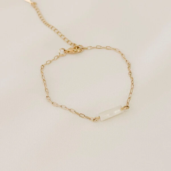 Pulseira Kailua Mini Elo Cartier com Tubo de Pedra Natural