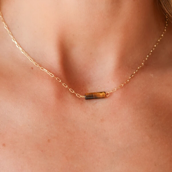 Choker Kailua Mini Elo Cartier com Tubo de Pedra Natural