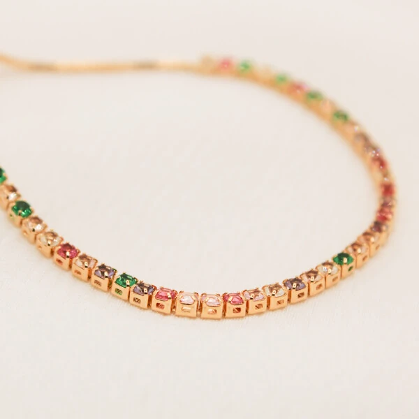 Pulseira Hamburgo Gravata Micro Zircônia Colorida