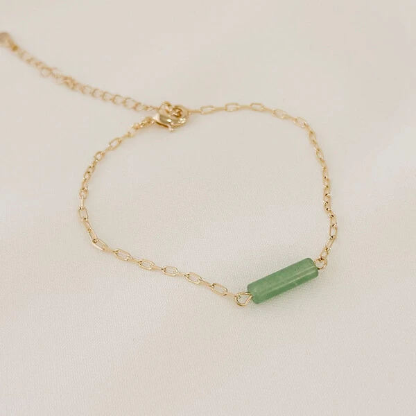 Pulseira Kailua Mini Elo Cartier com Tubo de Pedra Natural
