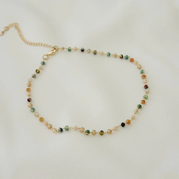 Choker Lima Purple com Cristais Coloridos