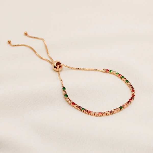 Pulseira Hamburgo Gravata Micro Zircônia Colorida