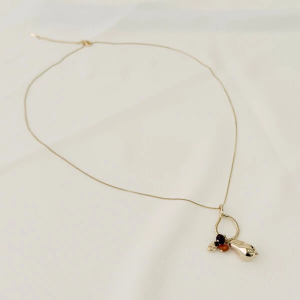 Colar Montserrat Longo Veneziana com Pingente Barroco ABS, Pedra Natural e Cristal