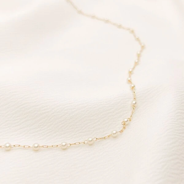 Colar Illinois Corrente com Mini Pérolas