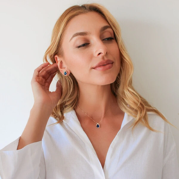 Brinco São Paulo Cravejado com Gota Zircônia