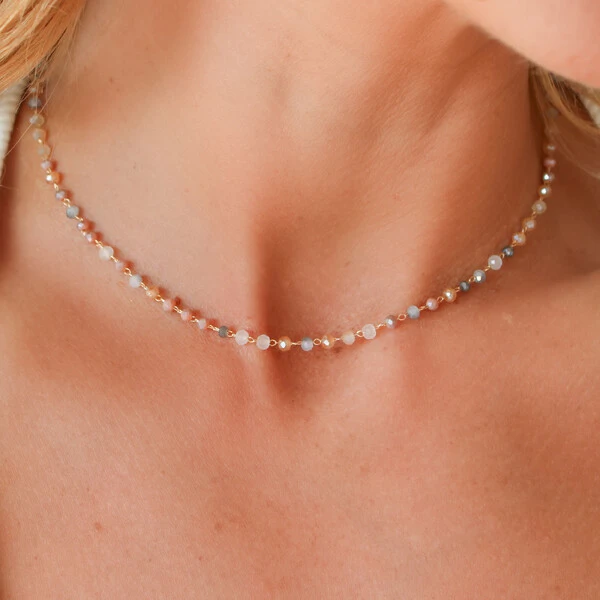 Choker Lima Silver com Cristais Coloridos