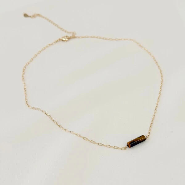 Choker Kailua Mini Elo Cartier com Tubo de Pedra Natural