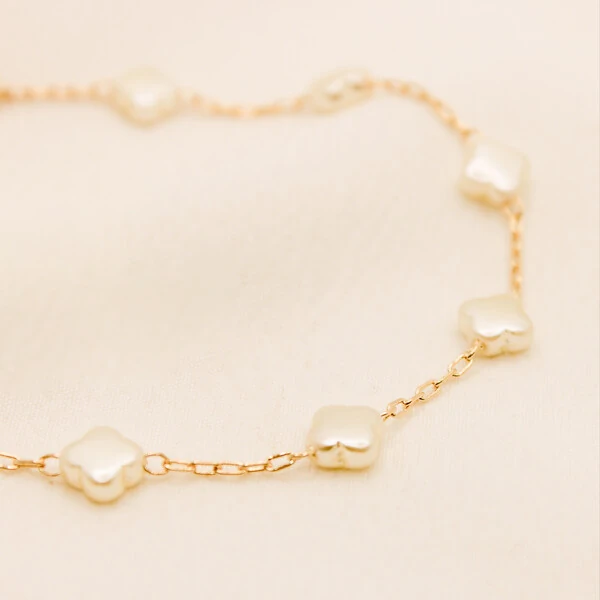 Pulseira Lumi Mini Trevos Pérolas