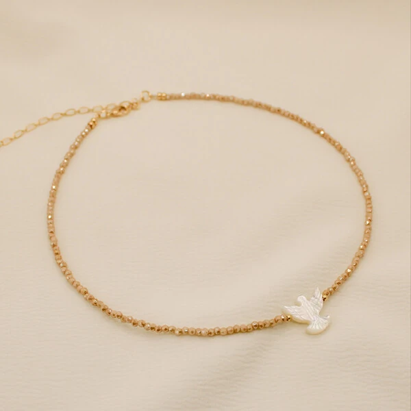 Choker Luma Cristais com Pomba Madrepérola