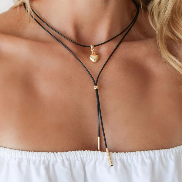 Choker Havana Gravata Fio Coreano com Coração ABS