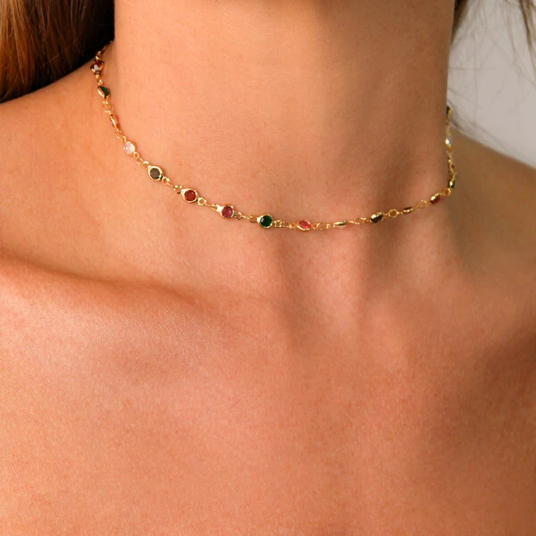 Choker Rio de Janeiro Inverno Corrente Tiffany Zircônias Colors