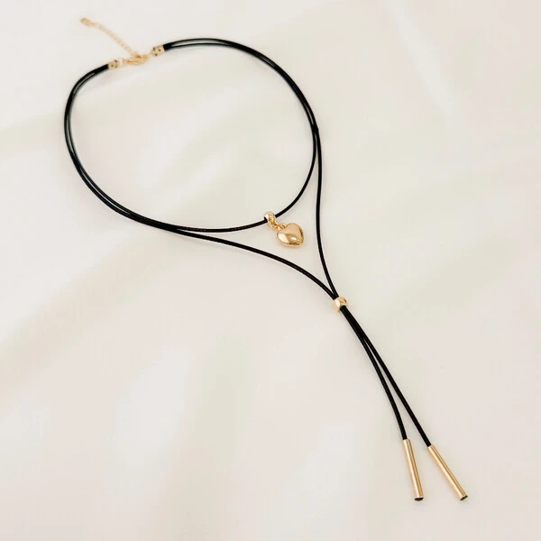 Choker Havana Gravata Fio Coreano com Coração ABS