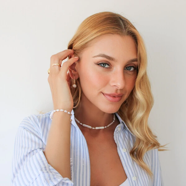 Choker Brades Pérolas de Água Doce e Biwa Sintético