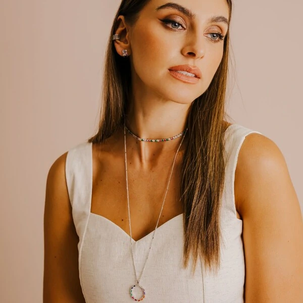 Choker Araraquara Riviera de Zircônia Colorida