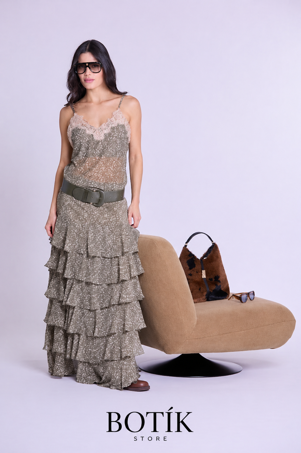 Saia babado Chiffon Botik