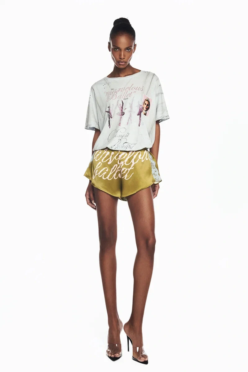 Foto Shorts Cetim Renda Ballet Verde