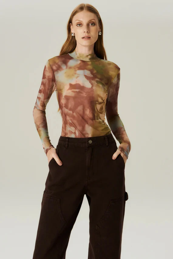 FotoBlusa Tule Manga Longa