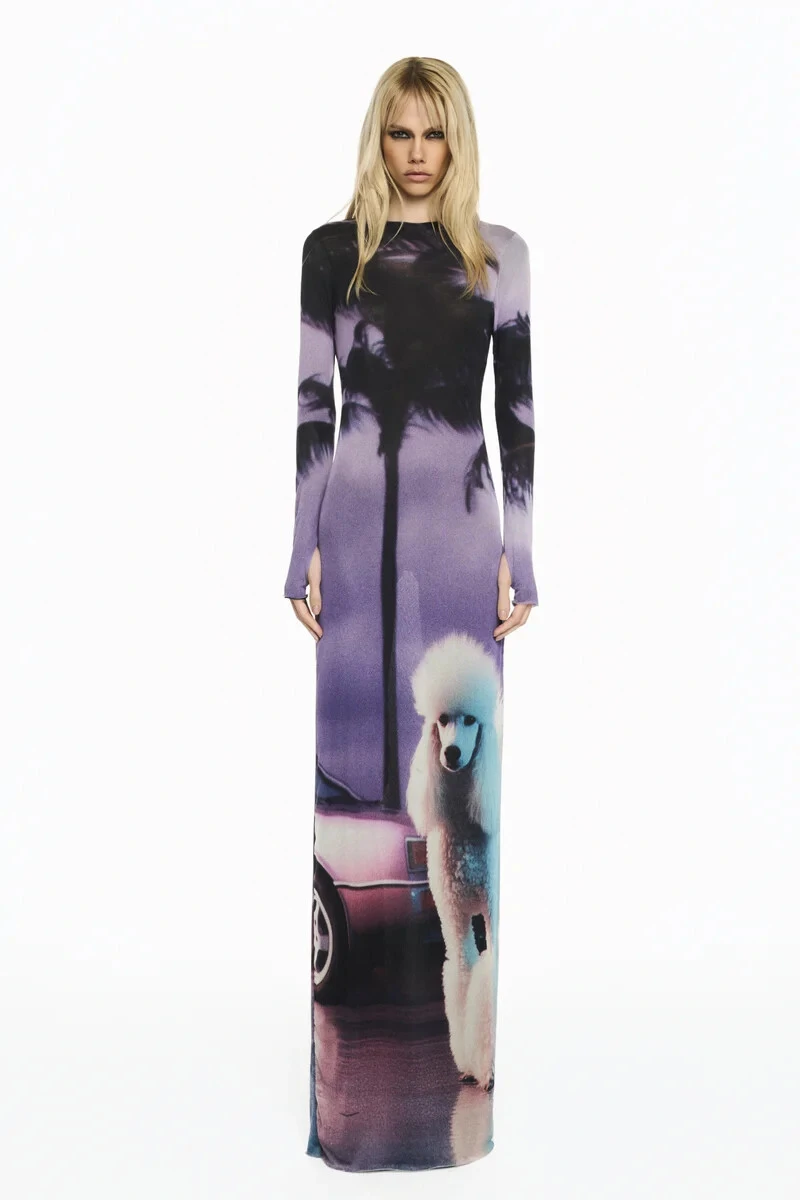 Foto Vestido Longo Manga Longa Tule Poodle