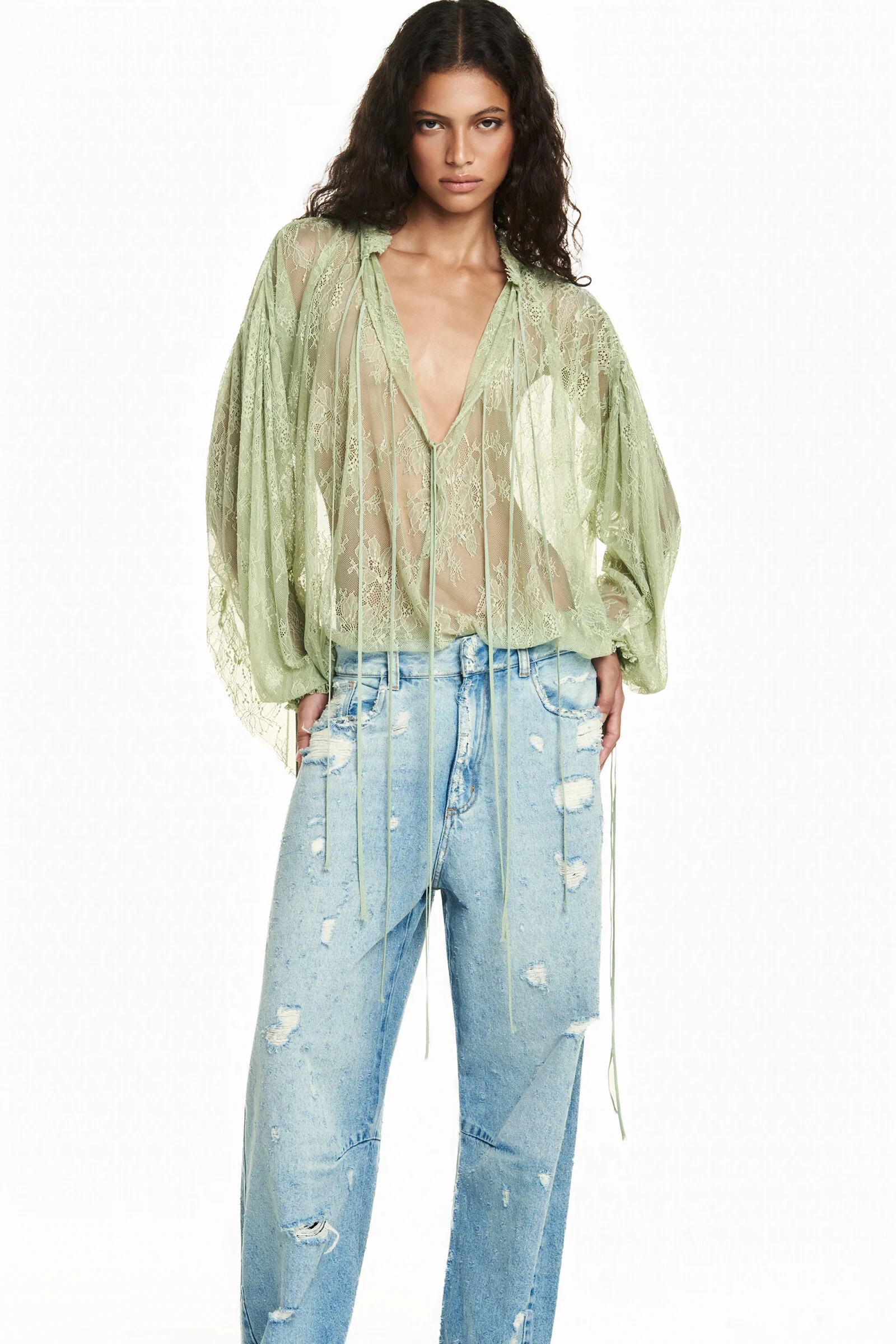 FotoCalça Jeans Baggy Destroyed Azul 34