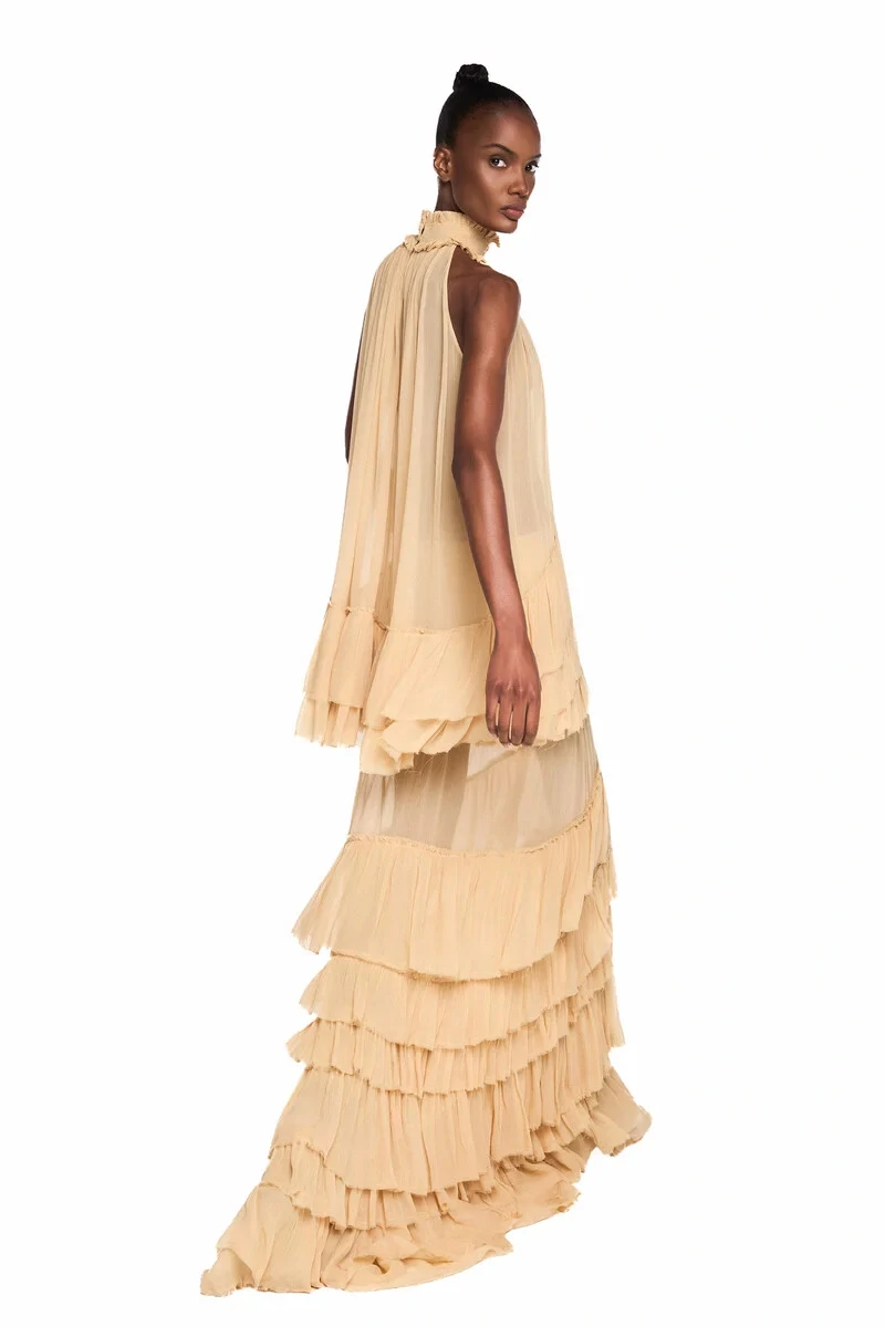 Foto Saia Longa Babados Pala Lastex Chiffon