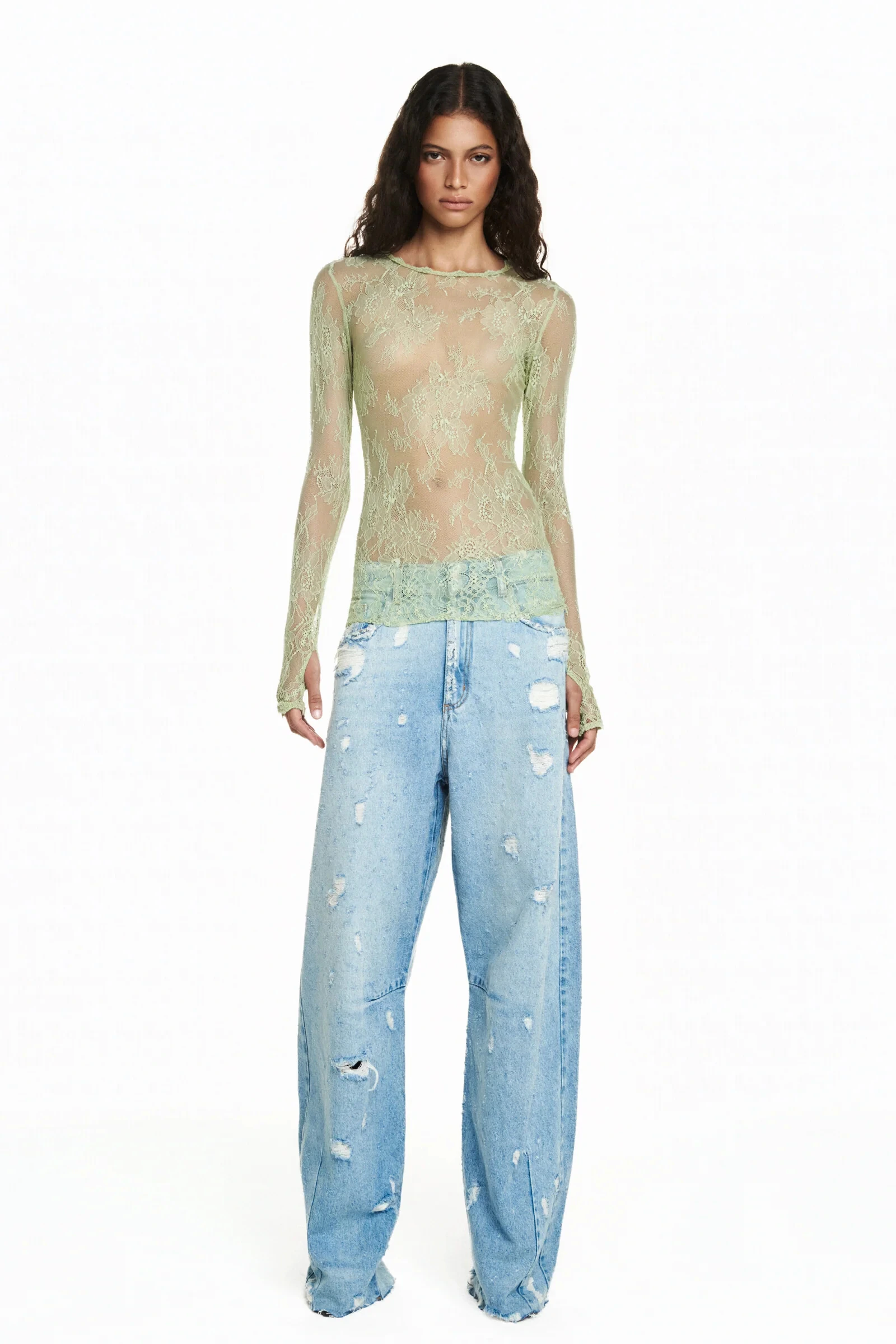 FotoCalça Jeans Baggy Destroyed Azul 34