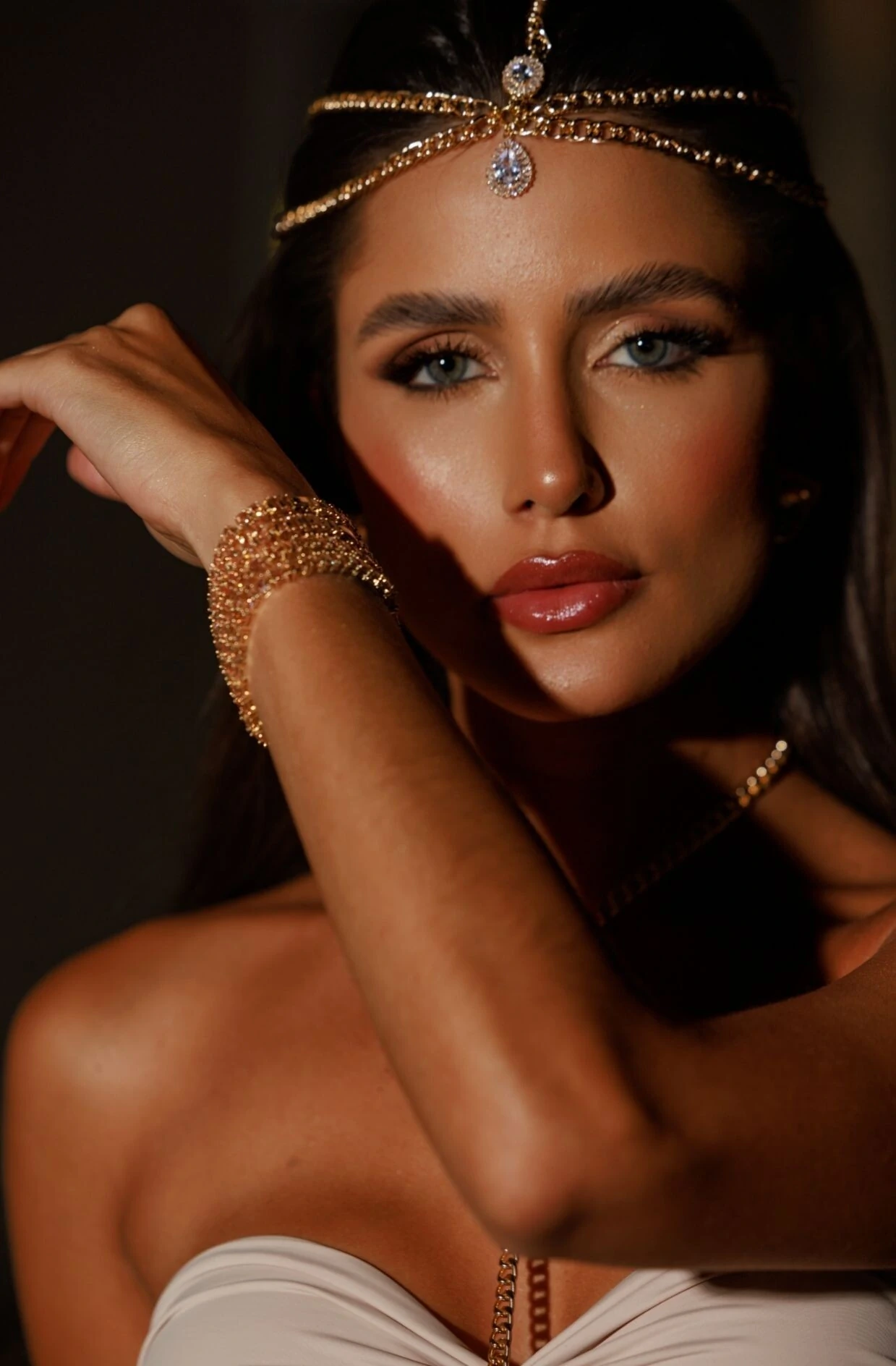 FotoHeadpiece Semi Joia Pietra Dourado Uni