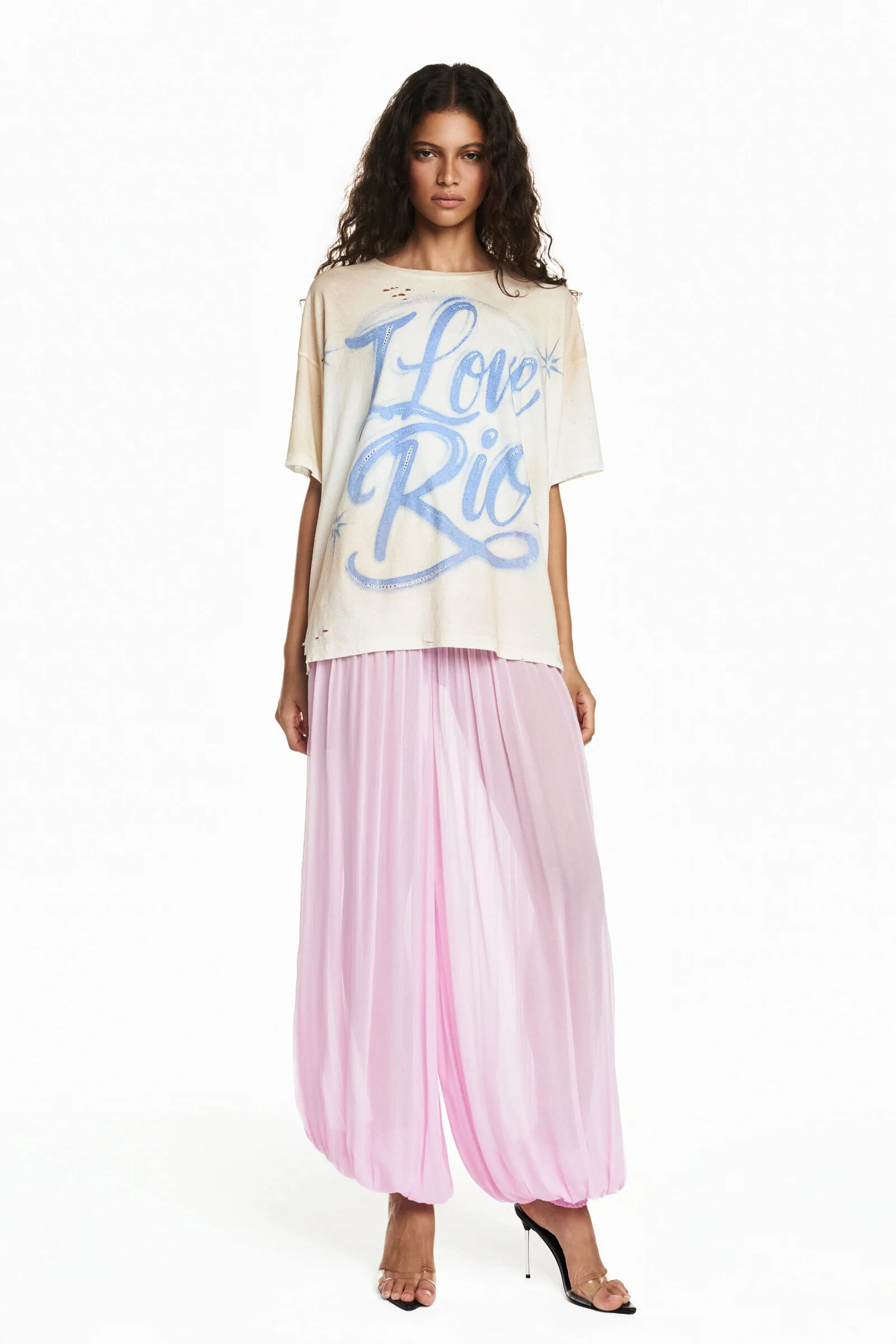 FotoCalça Pala Lastex Chiffon Rosa P