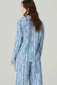 Camisa linho estampa list aquarela