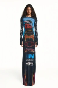 Vestido longo tule motocross