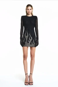 Vestido Curto M/l Tule Fogo Metais