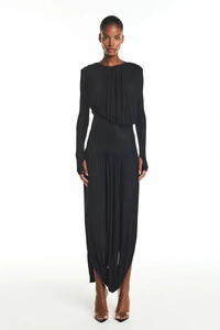 Vestido longo manga longa saia