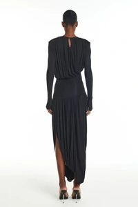 Vestido longo manga longa saia