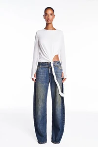 Calça Jeans Amarelada Perna Azul