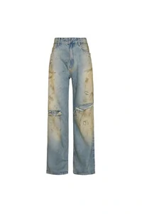 Calça Jeans perna reta manchada