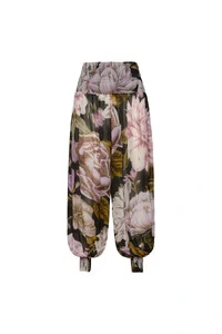 Calça pala e punho lastex floral estampado