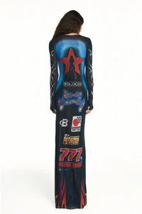 Vestido longo tule motocross