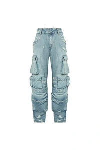 Calça Jeans múltiplos bolsos