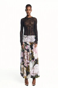 Calça pala e punho lastex floral estampado