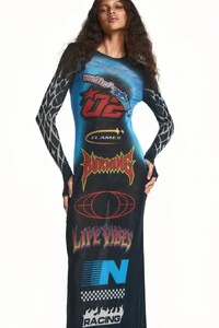 Vestido longo tule motocross