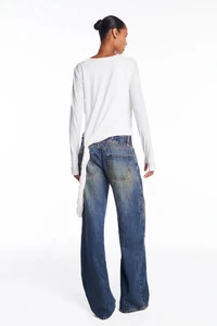 Calça Jeans Amarelada Perna Azul