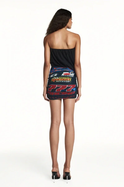 FotoMini saia drapeada tule motocross