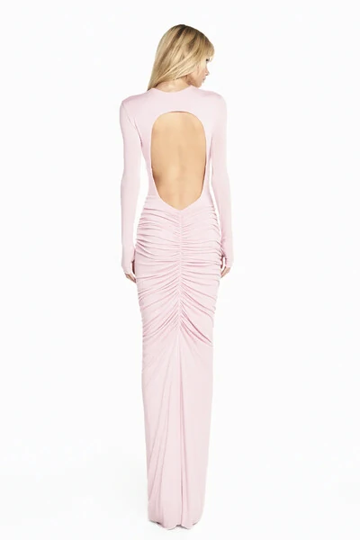 FotoVestido Longo Manga Longa Saia Drapeada