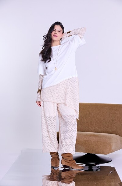 FotoCamiseta Manga Longa Renda Botik