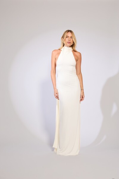 Foto Vestido longo gola alta faixa Botik