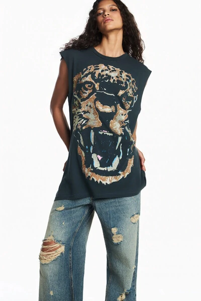 FotoCamiseta sem manga tigre pedra