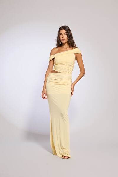 Foto Vestido tule jersey fenda quadril Botik