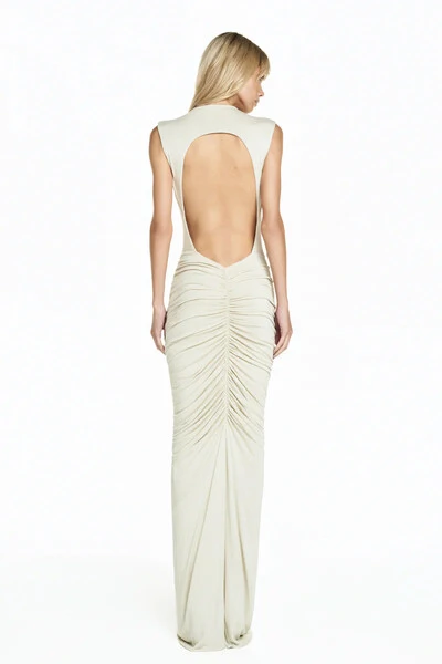 FotoVestido Longo Sem Manga Saia Drapeada