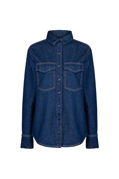 Foto Camisa Raw Denim Botões Pretos Jeans