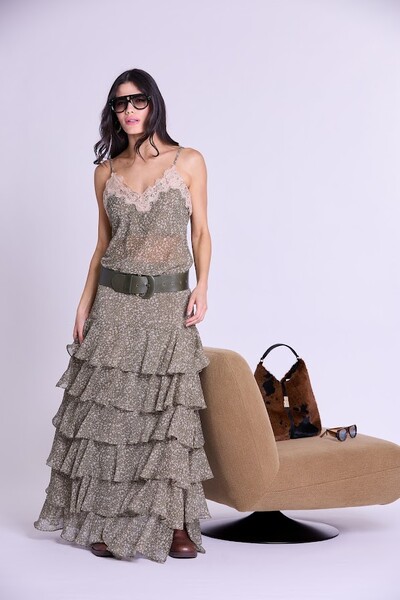 Foto Saia Babado Chiffon Botik Floral